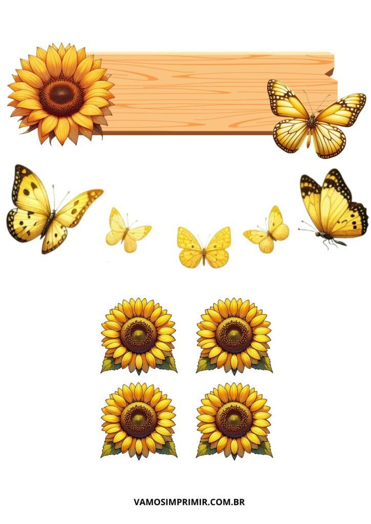 Borboletas Amarelas para Imprimir e Decorar