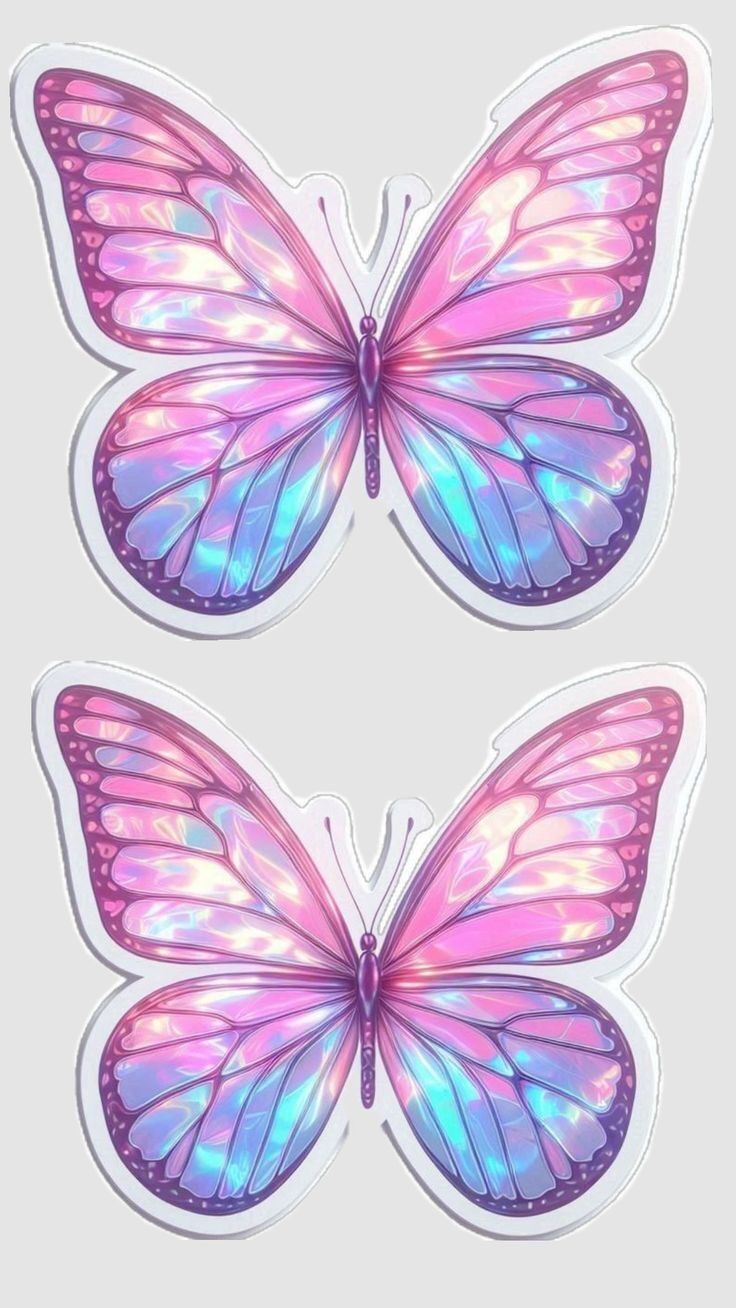 Borboletas estilizadas em rosa, roxo e azul para imprimir