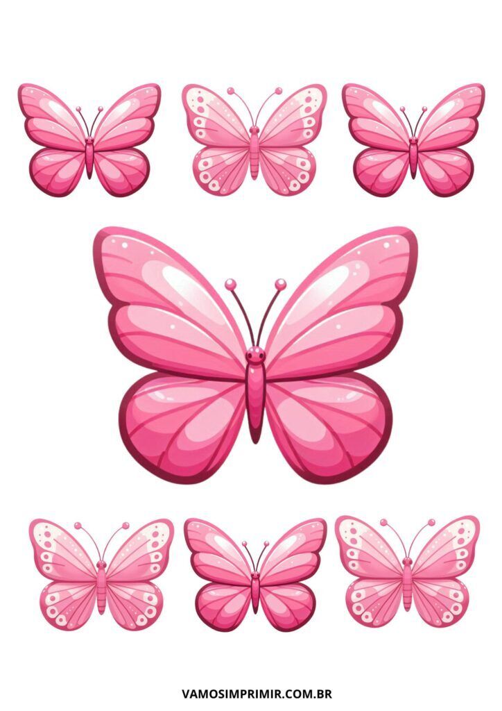 Borboletas Rosa para Imprimir e Usar em Atividades Manuais