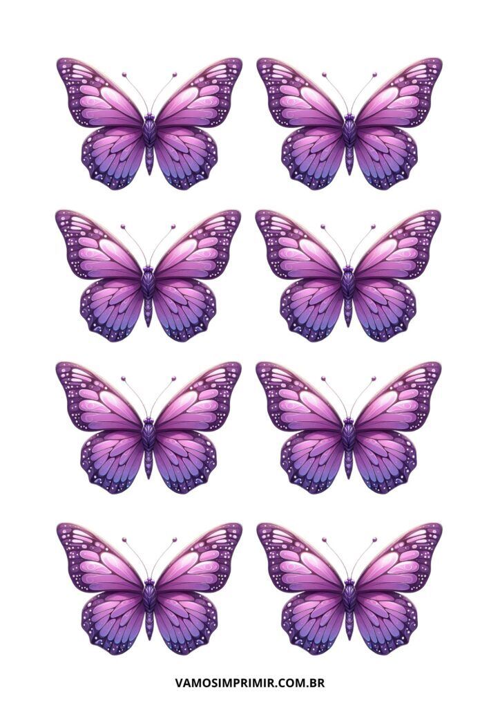 Borboletas Roxas para Imprimir e Decorar Projetos