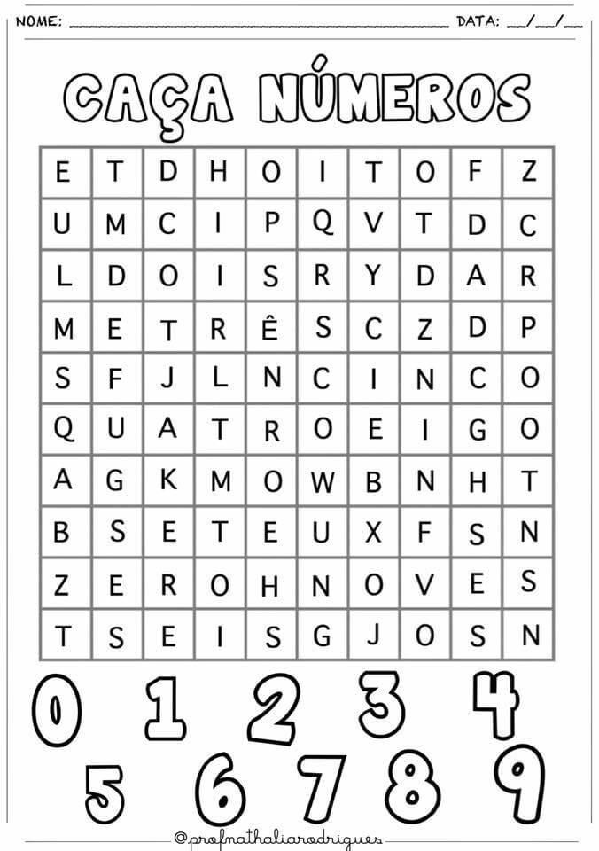 Caça Números para Imprimir: Aprendizado Divertido
