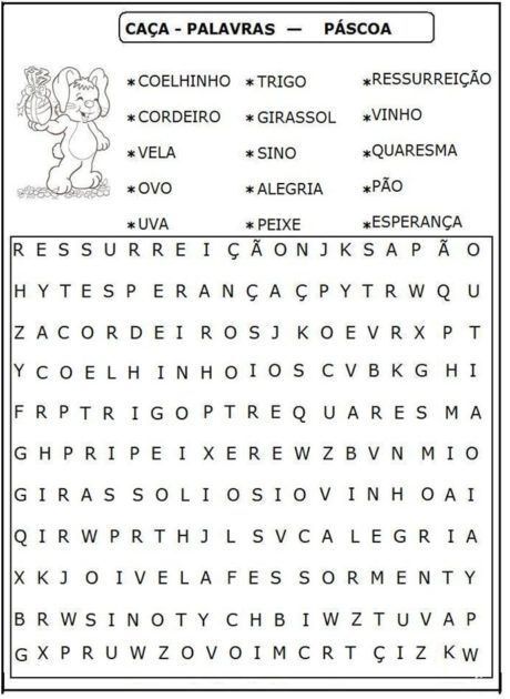 Caça Palavras de Páscoa para Imprimir para Crianças