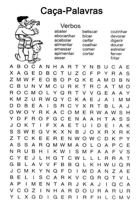 Caça Palavras de Verbos para Imprimir e Aprender