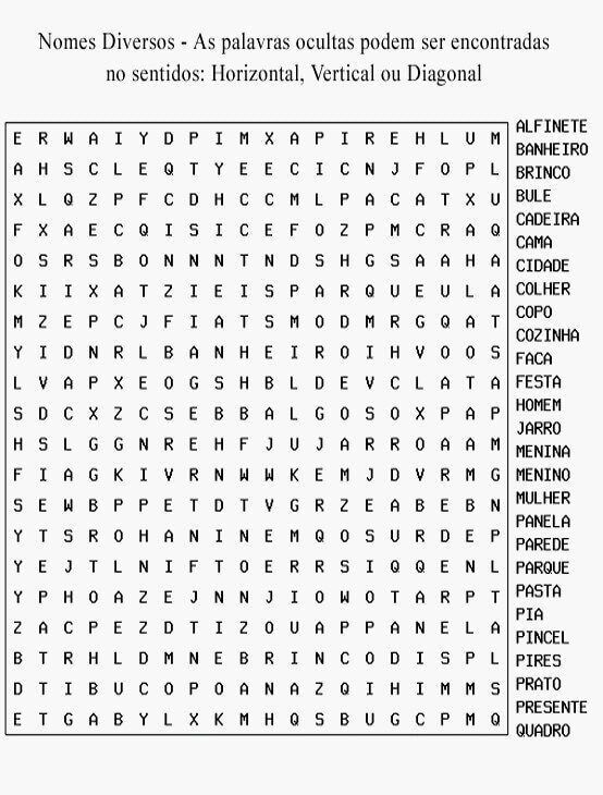 Caça Palavras Diversos para Imprimir e Divertir