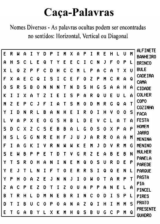 Caça Palavras Diversos para Imprimir e se Divertir