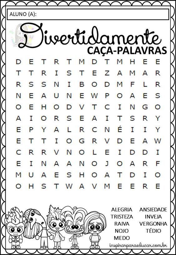 Caça Palavras Divertidamente com Emoções para Imprimir