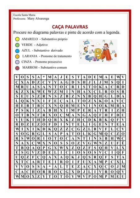 Caça Palavras Educativo para Imprimir e Colorir
