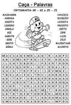 Caça Palavras Ortografia GE - GI e JE - JI para Crianças