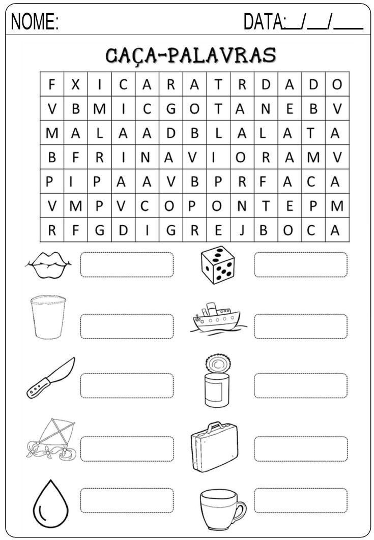 Caça-Palavras para imprimir com objetos didáticos