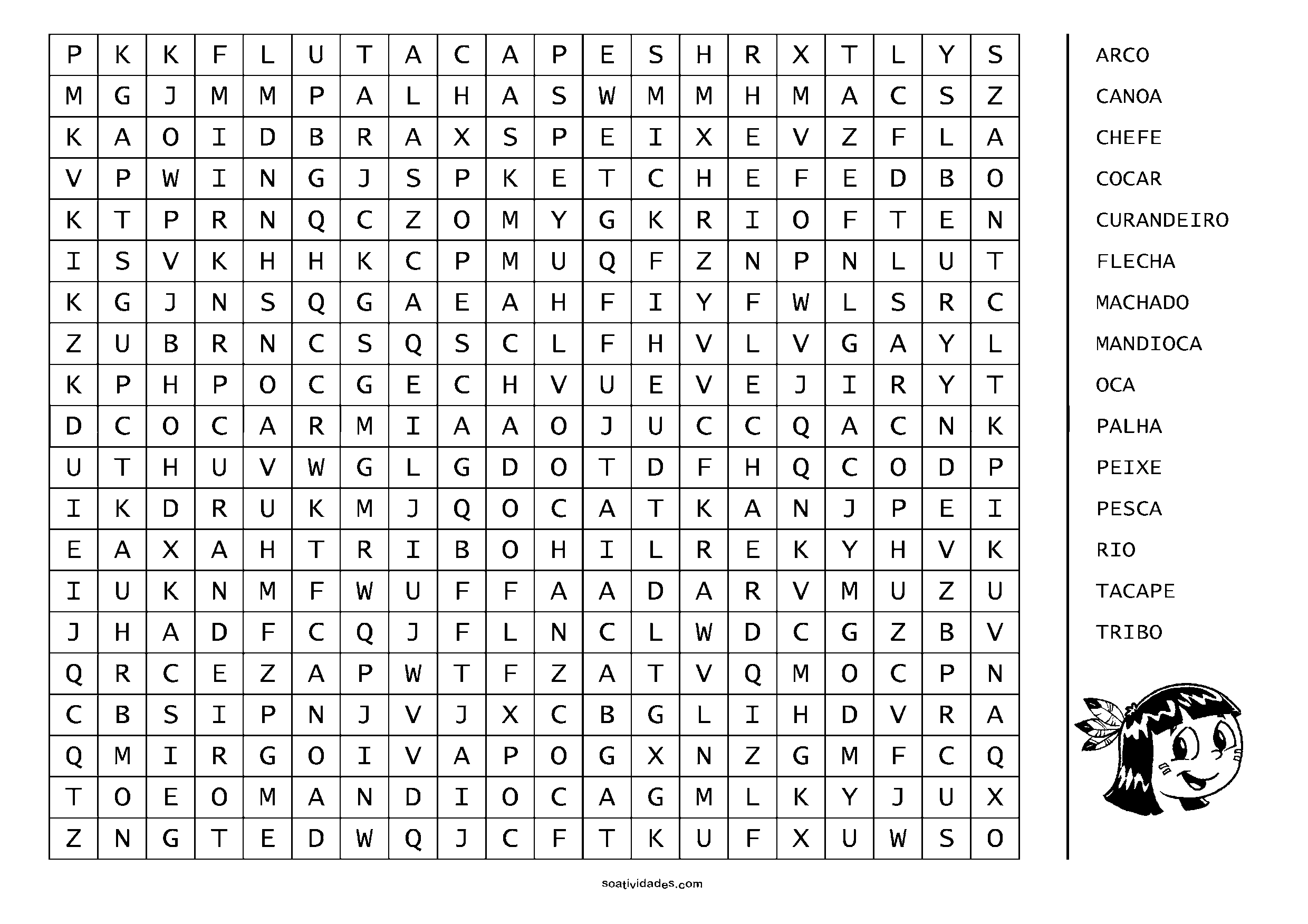 Caça Palavras para imprimir com palavras da natureza