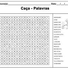Caça Palavras para imprimir com Profissões Diversas