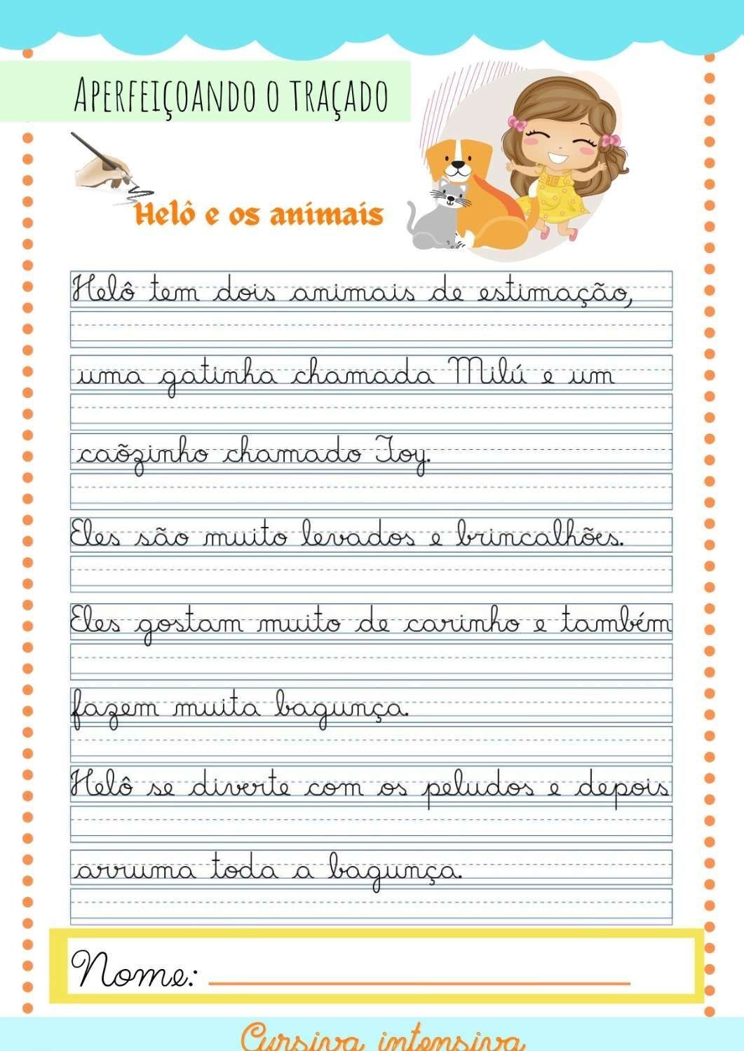 Caligrafia para imprimir: Aperfeiçoando o traçado com animais