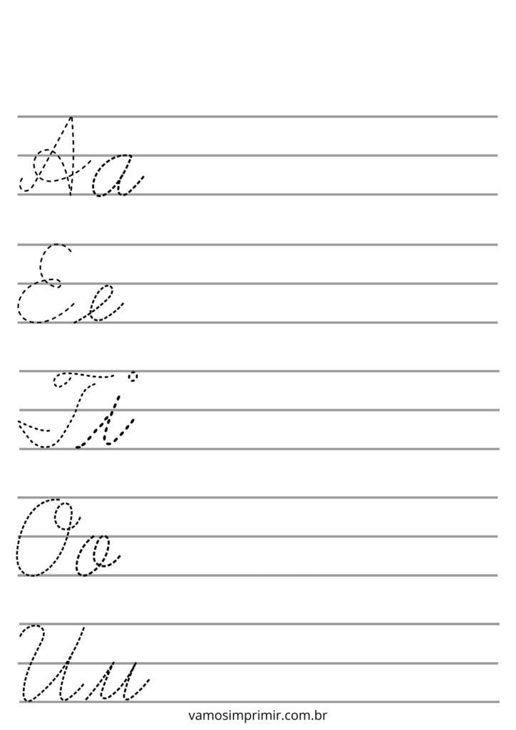 Caligrafia para imprimir com letras cursivas para crianças