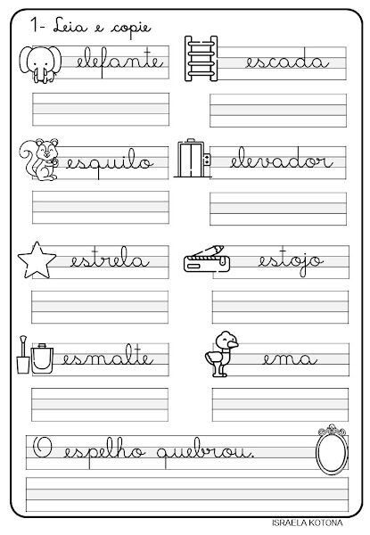 Caligrafia para imprimir com palavras e ilustrações 2023