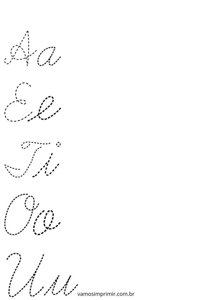 Caligrafia para imprimir letras cursivas e atividades educativas