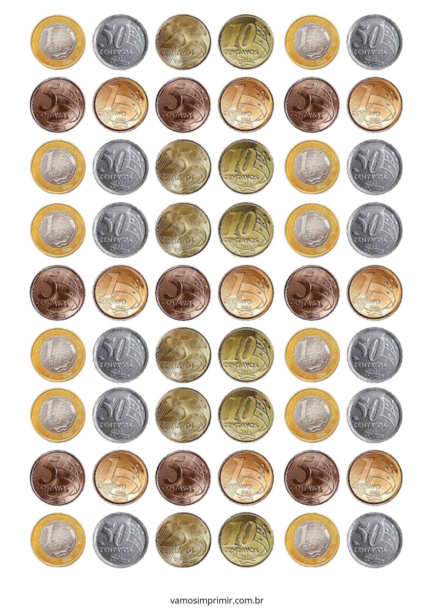 Coleção de Moedas de Brinquedo para Imprimir e Brincar