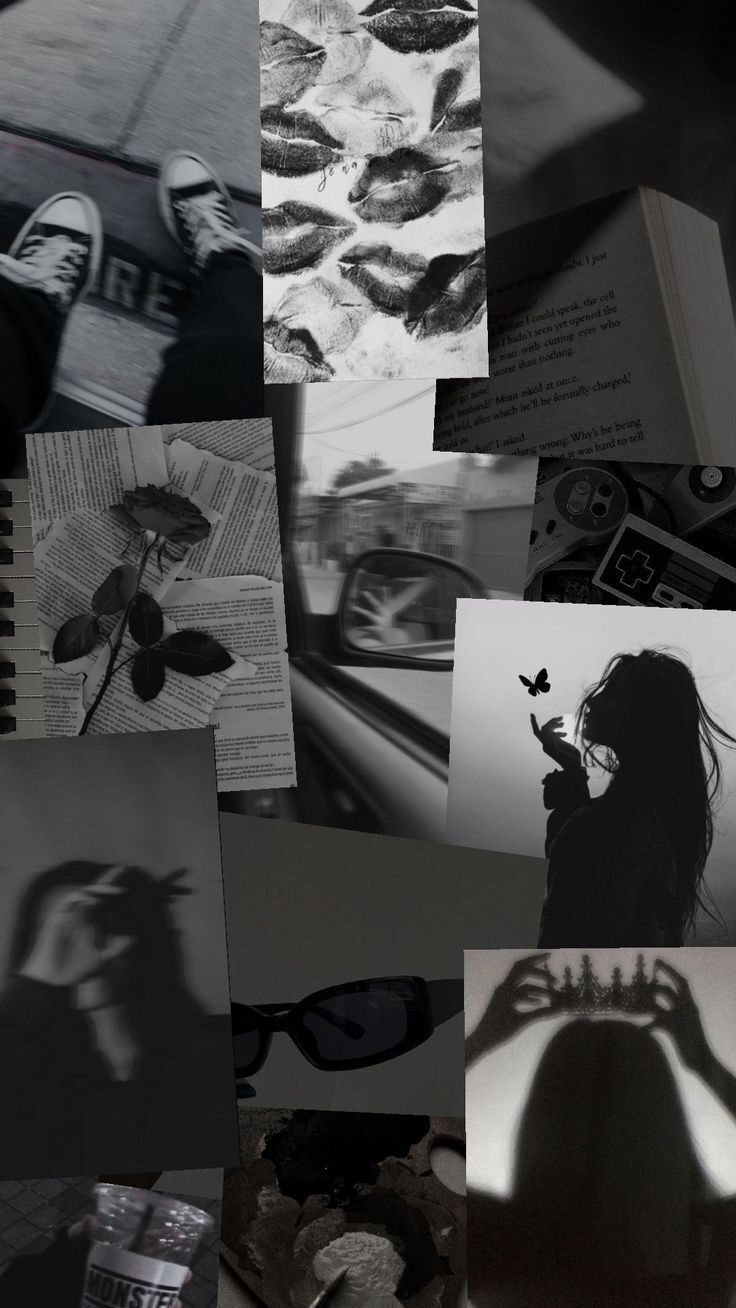 Collage art feminina em preto e branco