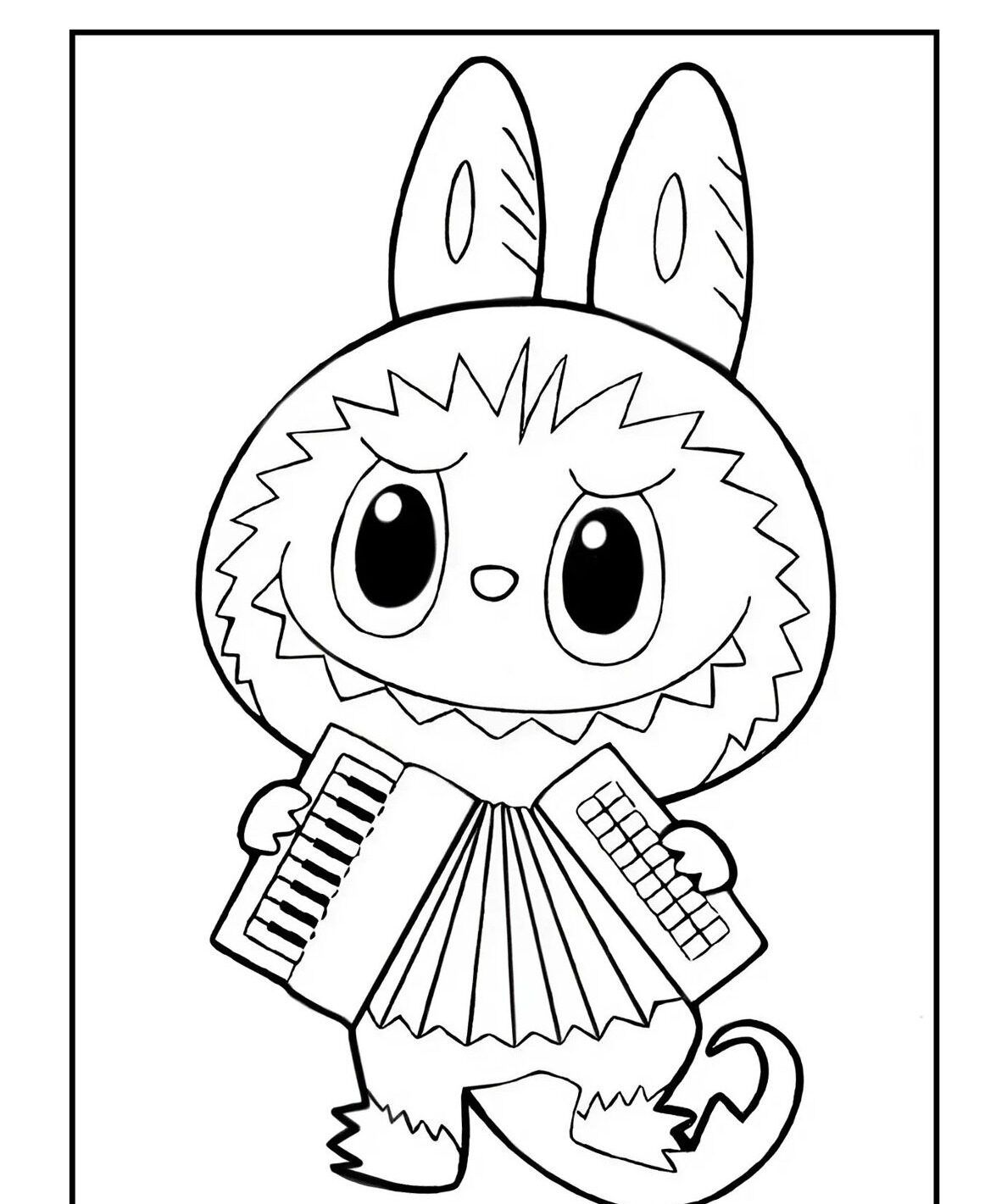 Colorir Labubu: Monstro Divertido com Acordeão