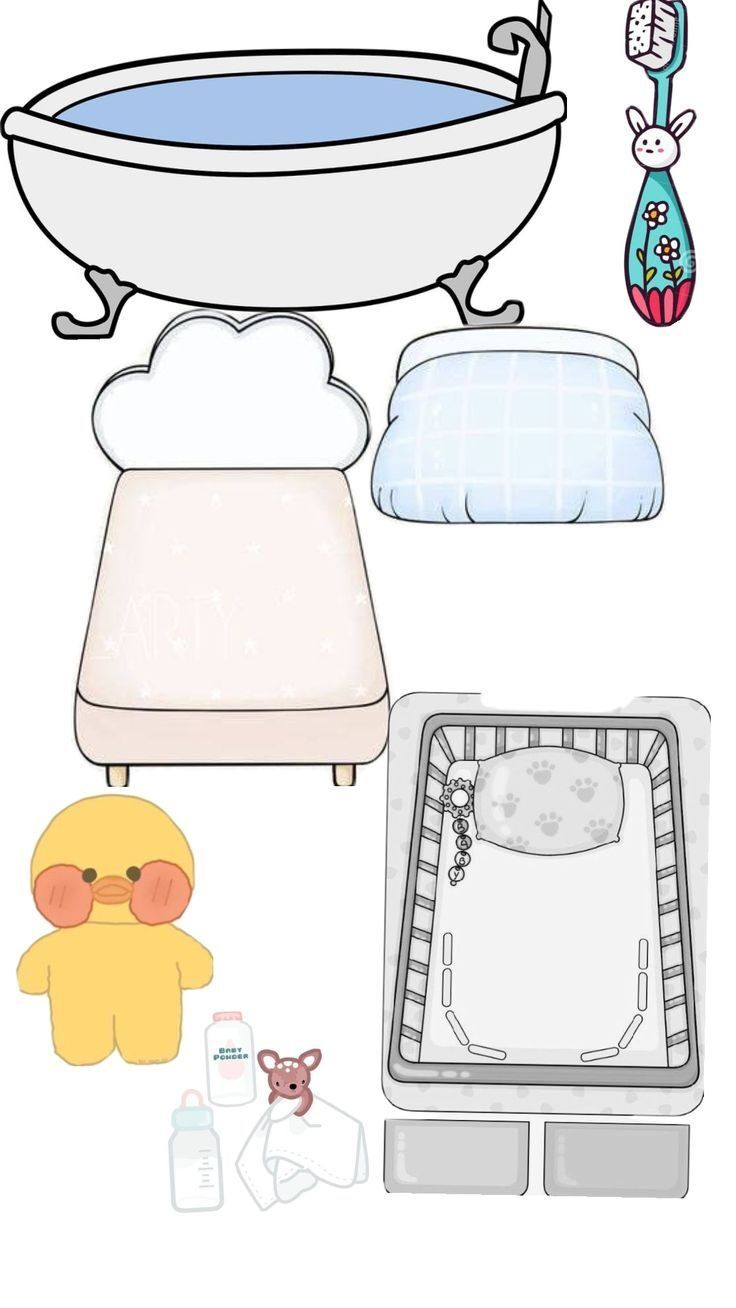 Conjunto de Bebê de Papel para Imprimir com Itens de Banho