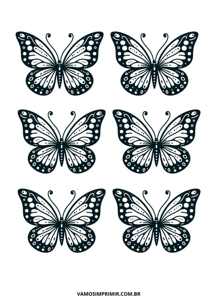 Conjunto de Borboletas para Imprimir e Colorear