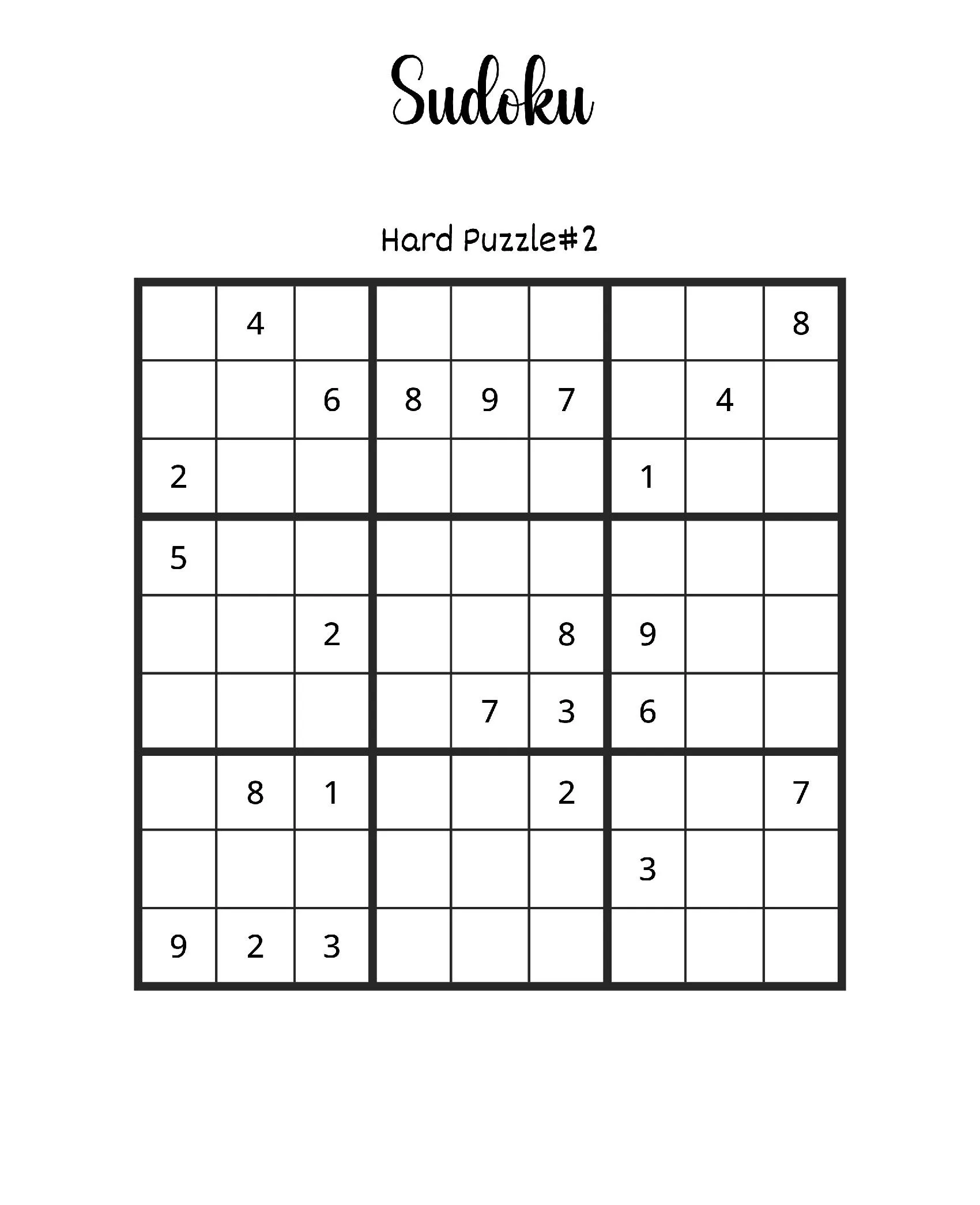 Desafiante Sudoku para Imprimir - Nível Difícil #2