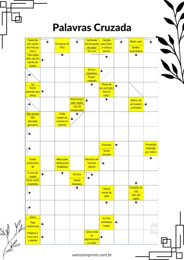 Desafie sua mente com palavras cruzadas para imprimir