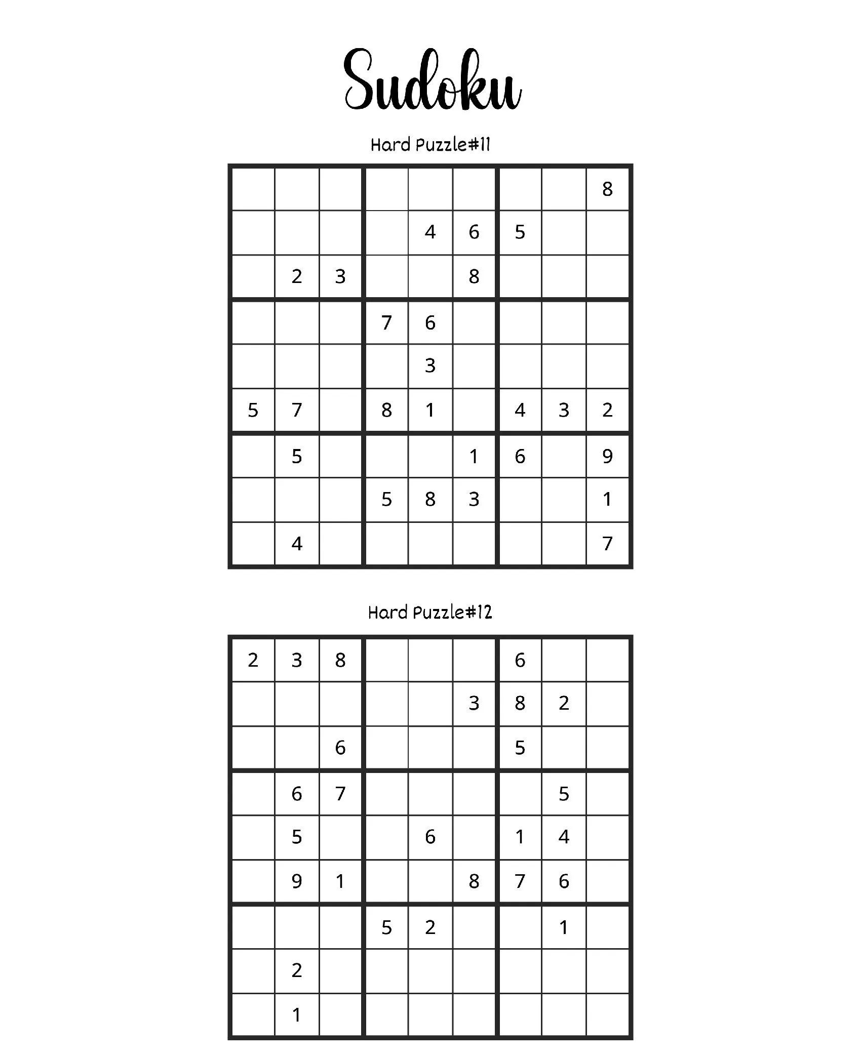 Desafios de Sudoku Impressos: Quebra-Cabeças Difíceis #11 e #12