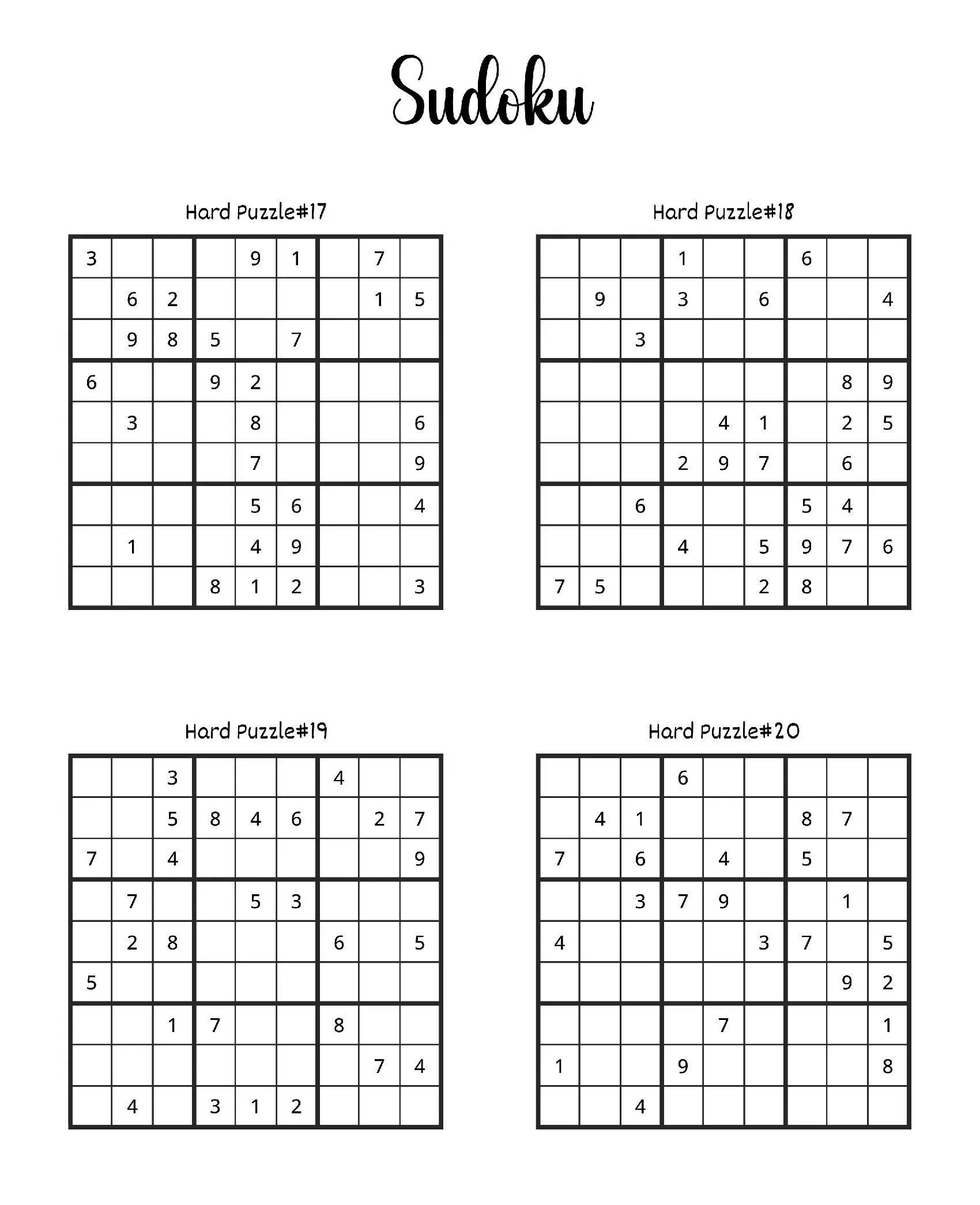 Desafios de Sudoku para imprimir e se divertir
