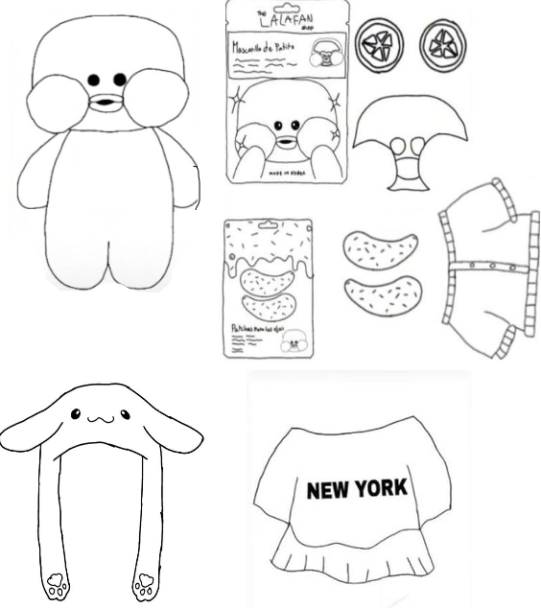 Desenho de Pato de Papel com Roupas para Imprimir e Colorir