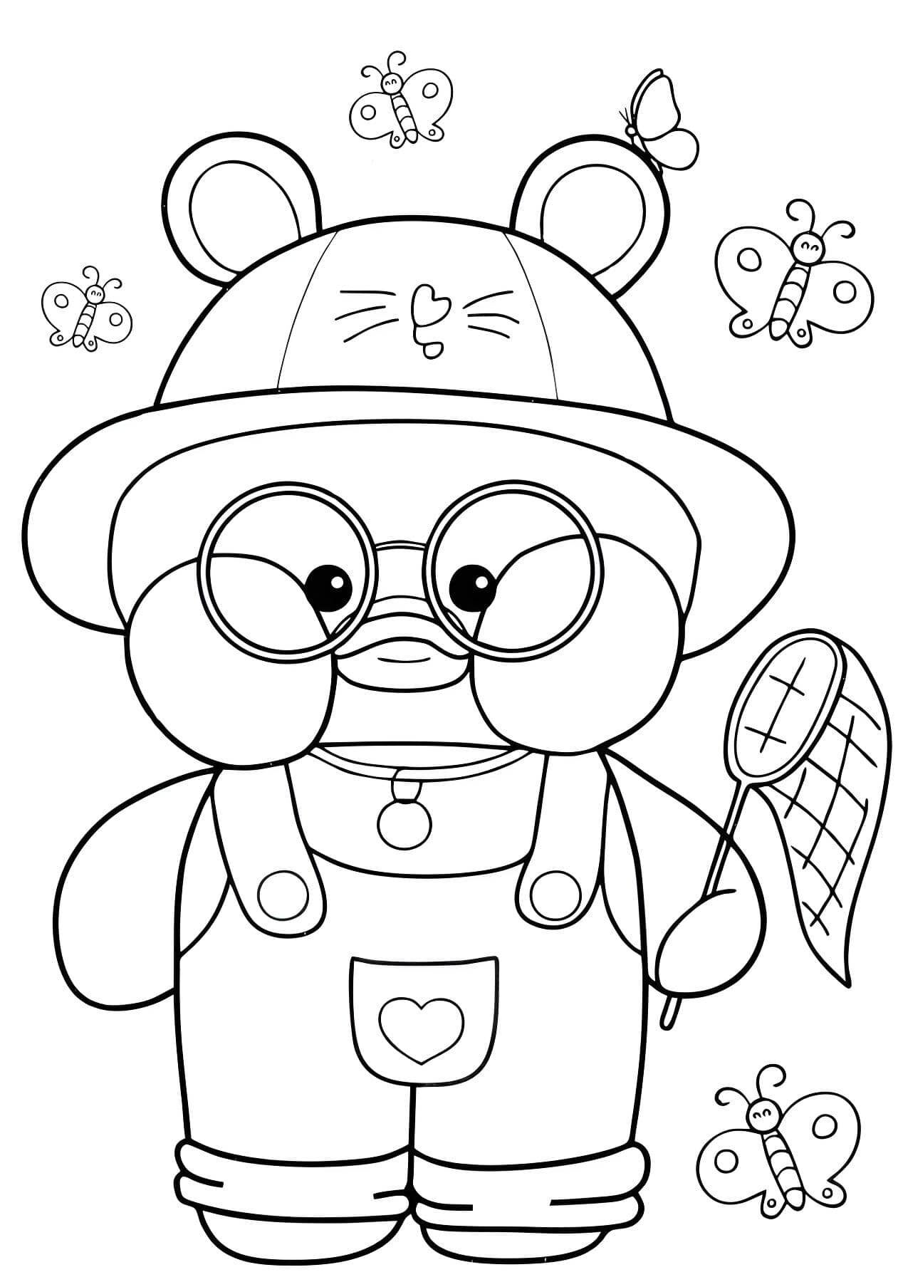 Desenho Fofo de Pato e Ursinho para Imprimir e Colorir