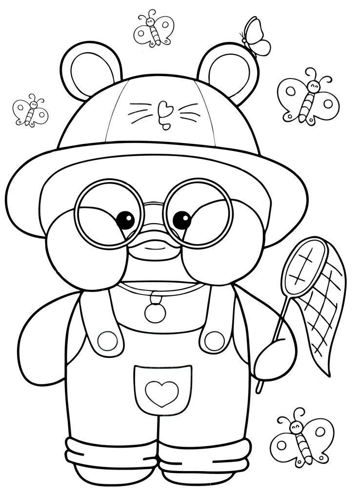 Desenho para Colorir de Pato Estilizado com Óculos