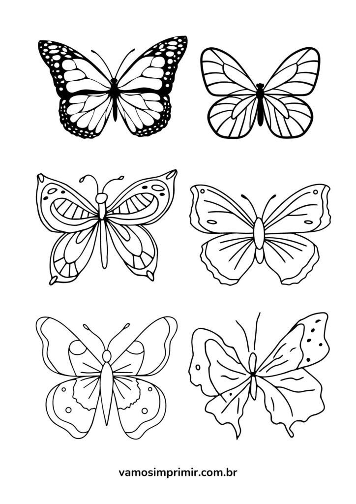 Desenhos de Borboletas para Imprimir e Colorir