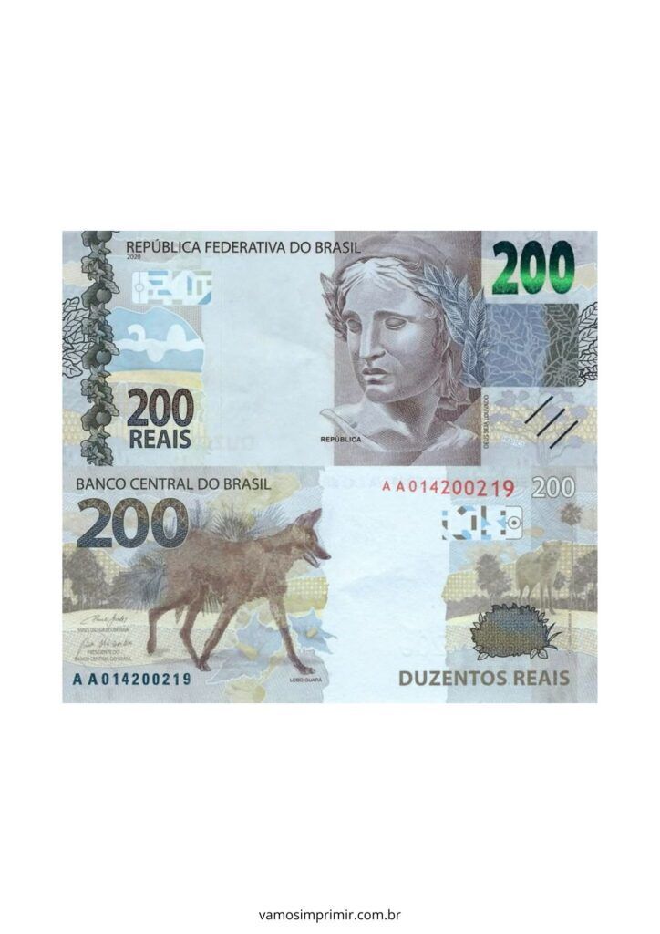 Dinheiro de Brinquedo: Nota de 200 Reais para Imprimir