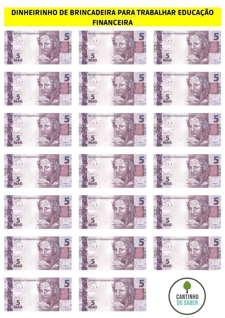 Dinheiro de Brinquedo para Imprimir Notas de 5 Reais