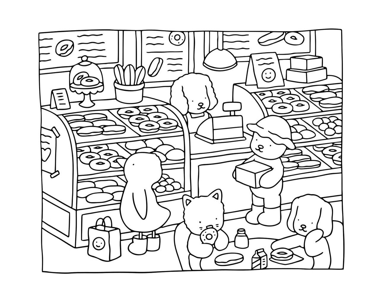 Diversão com Bobbie Goods na padaria colorida