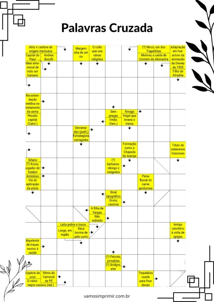 Divirta-se com Palavras Cruzadas para imprimir e jogar