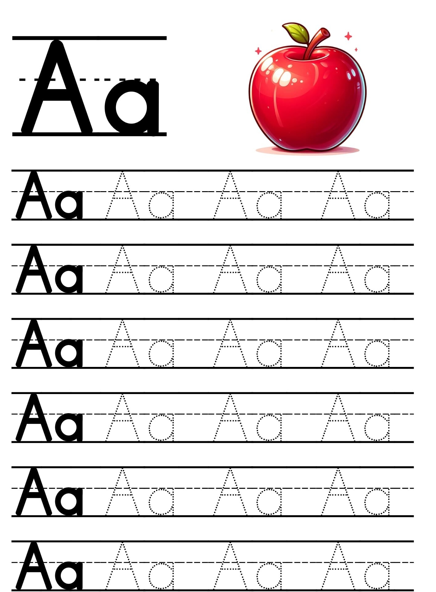 Exercício de Caligrafia: Letra A em Maiúscula e Minúscula