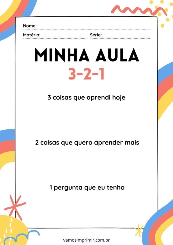 Exercício educativo 3-2-1 para caligrafia e aprendizado