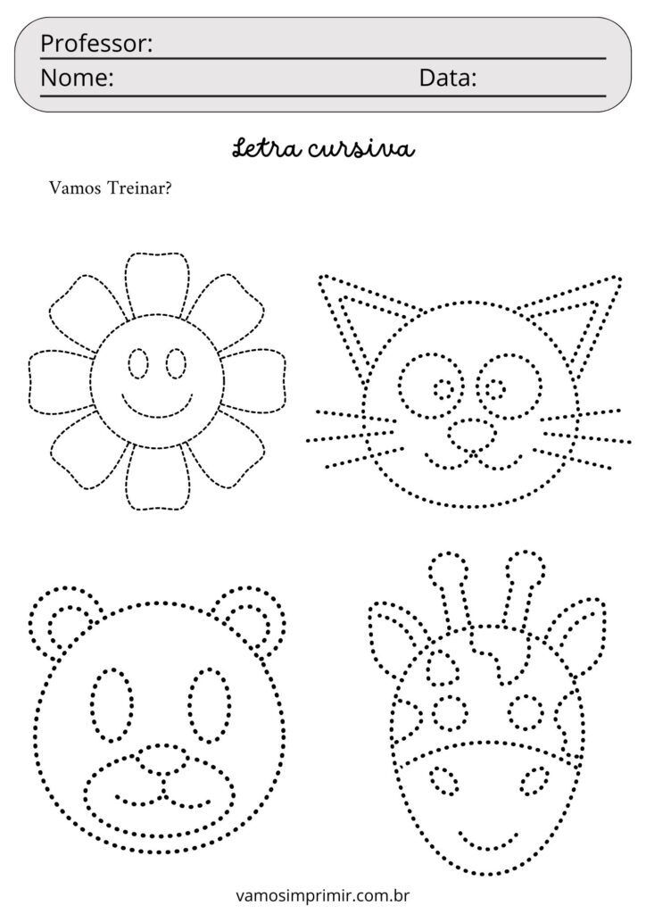 Exercícios de caligrafia cursiva para crianças imprimir