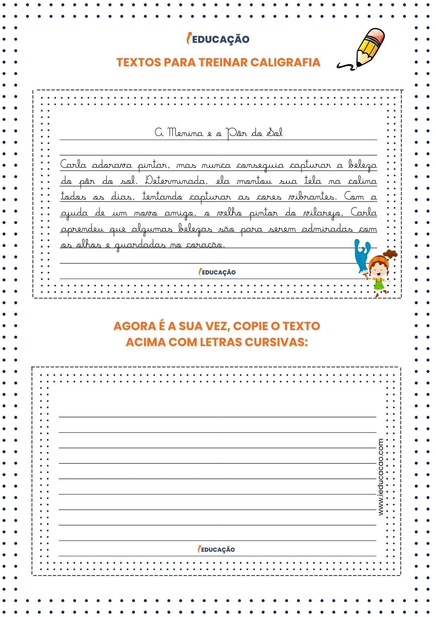 Exercícios de Caligrafia Infantil para Imprimir