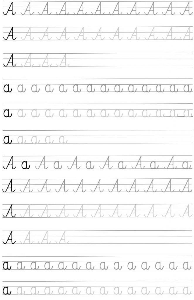 Exercícios de caligrafia para imprimir com letras A e a