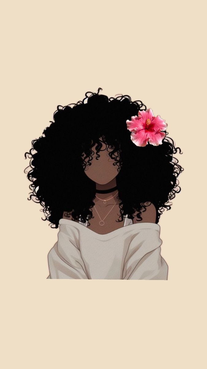 Feminino Elegante com Cabelo Cacheado e Flor Rosa