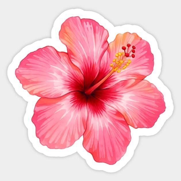 Flor de Hibisco Rosa para Imprimir e Colorir