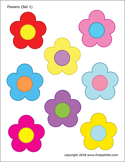 Flores coloridas para imprimir em atividades educativas
