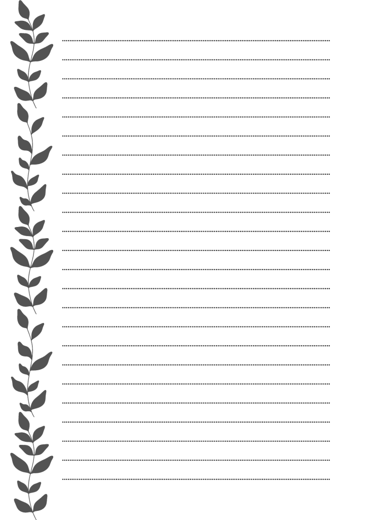 Folha com Linhas para imprimir com Estampa de Folhas