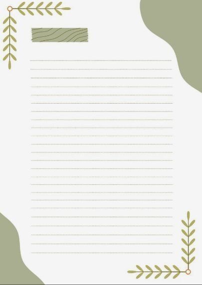 Folha com Linhas para Imprimir Decorada com Folhas