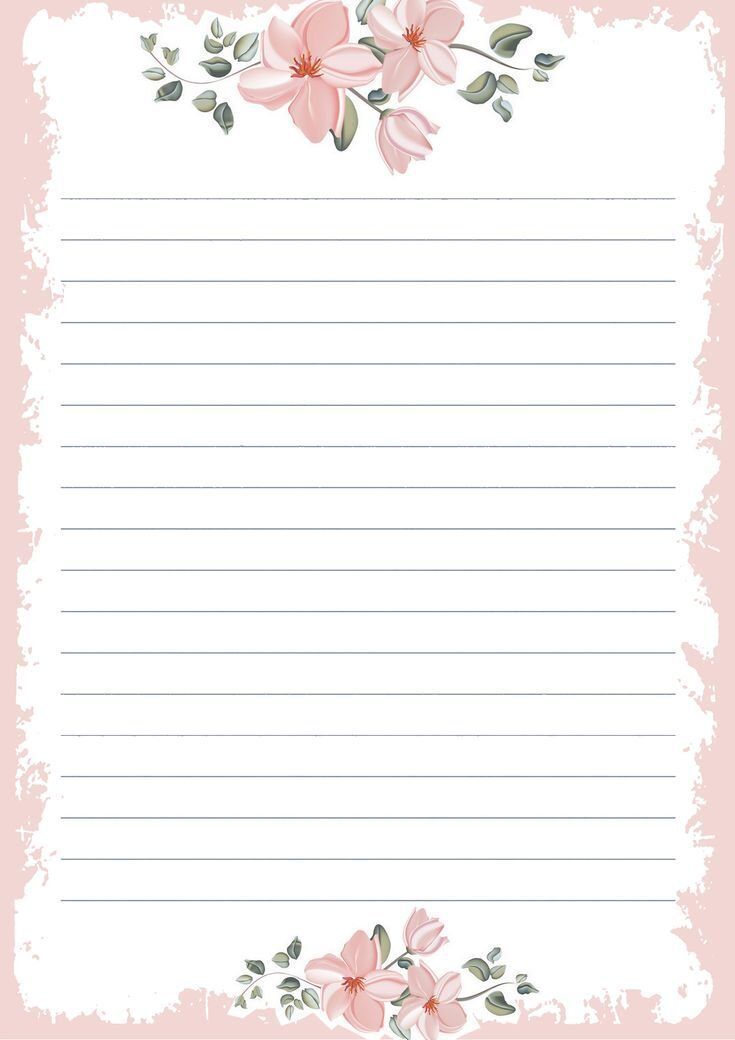 Folha com Linhas para imprimir e ilustrações delicadas