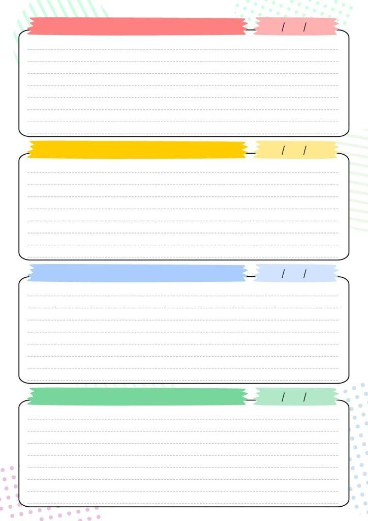 Folha com Linhas para imprimir em A4 com Cores Variadas