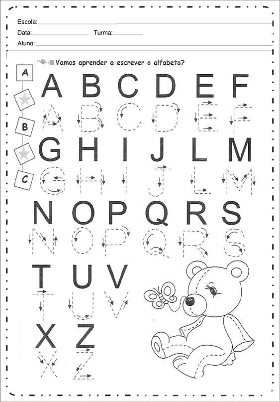 Folha de caligrafia para imprimir com letras maiúsculas