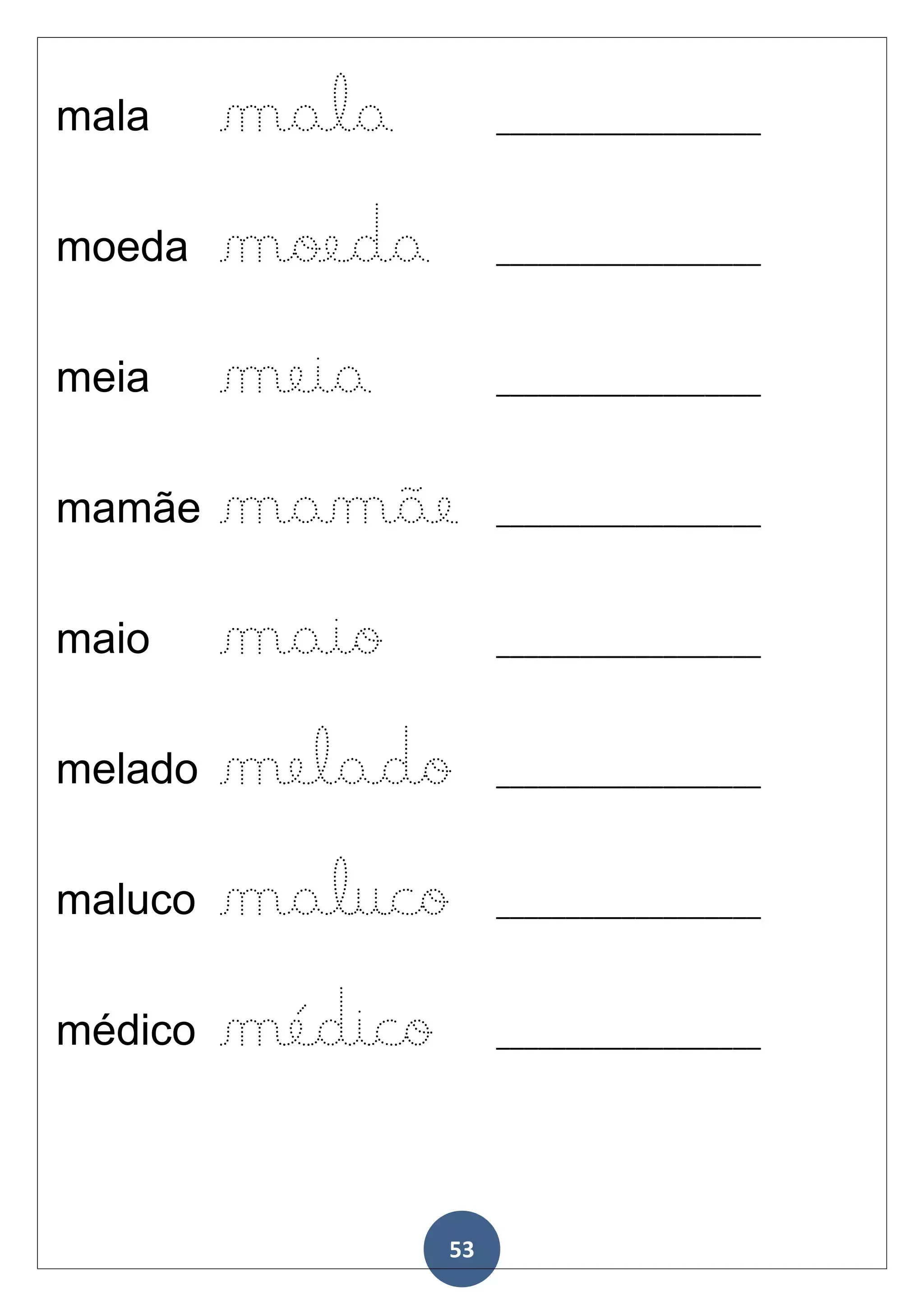 Folha de Caligrafia para Imprimir e Praticar em Português